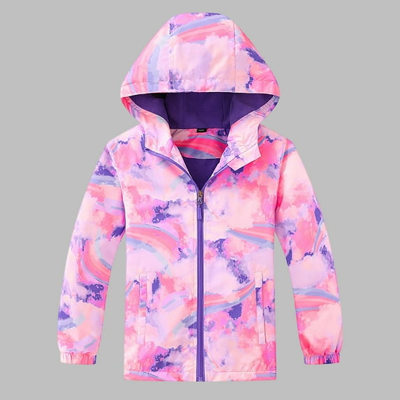 Cowsor Kids Waterproof Rain Jackets Lightweight Raincoats Fleece & Knitted Lining Hooded Windbreaker for Boys Girls