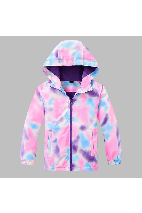 Kids Waterproof Rain Jackets Lightweight Raincoats Fleece & Knitted Lining Hooded Windbreaker for Boys Girls