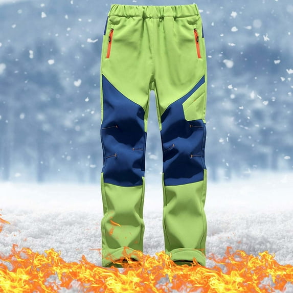 Cowsor Kids' Waterproof Ski Pants - Boys & Girls Warm Windproof Outdoor Pants, Reinforced Knees & Zipper Pockets for Skiing/Hiking, 5-17 Years