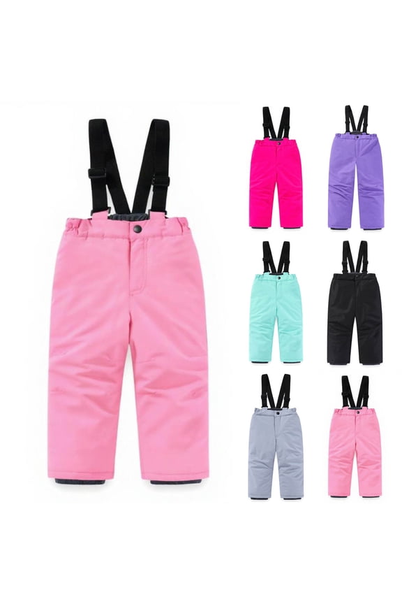 Kids Wind, Mud, Snow and Waterproof Rain Pants Dungarees Unlined and Fleece Lined for Boys Girls