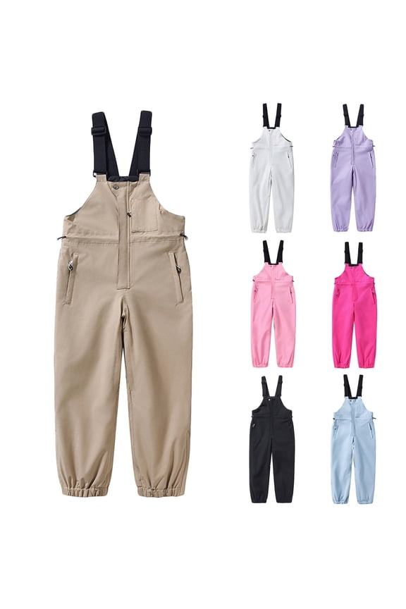 Kids Wind, Mud, Snow and Waterproof Rain Pants Dungarees Unlined and Fleece Lined for Boys Girls