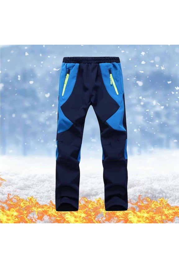 Kids' Winter Ski Pants - Warm Waterproof Windproof Outdoor Pants, Wear-Resistant Knees for Skiing/Camping, 3-16 Years