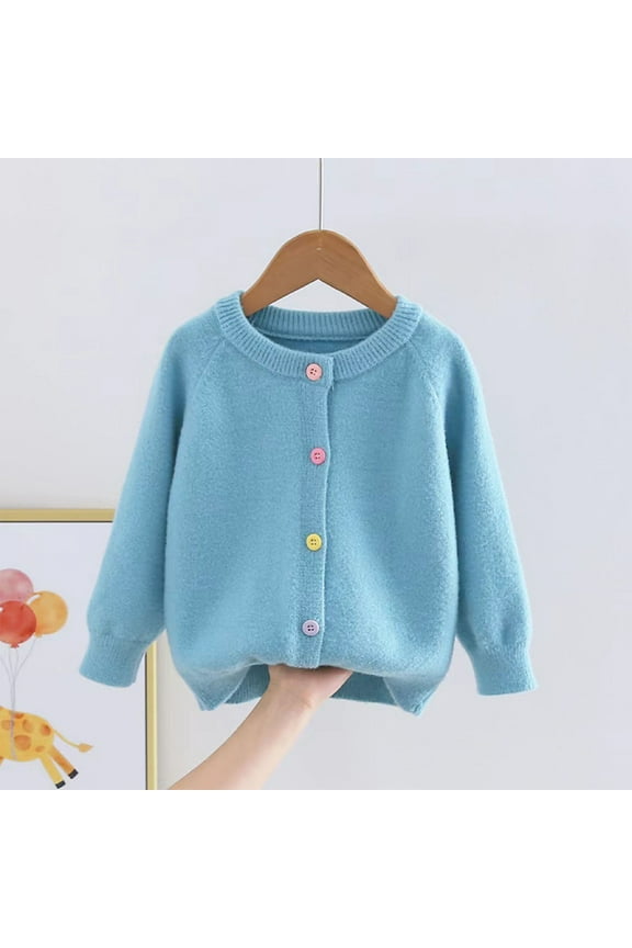 Little Girl Knit Cardigan Sweater - Toddler Button Down School Uniforms Cardigan