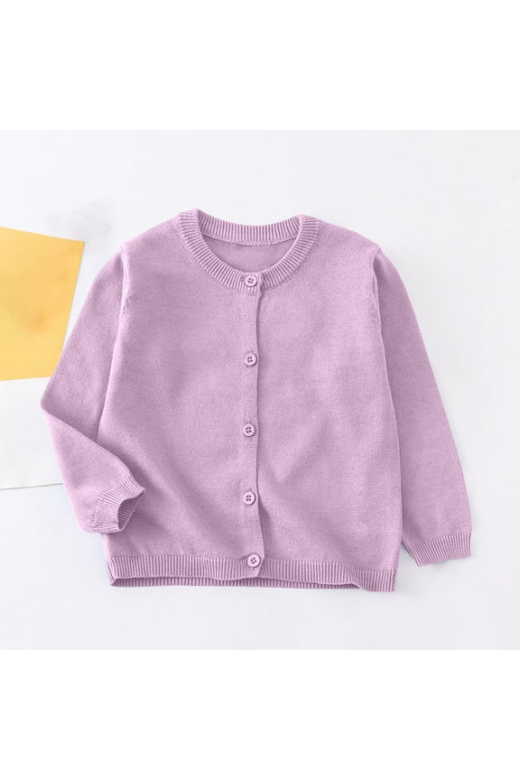 Little Girl Knit Cardigan Sweater - Toddler Button Down School Uniforms Cardigan