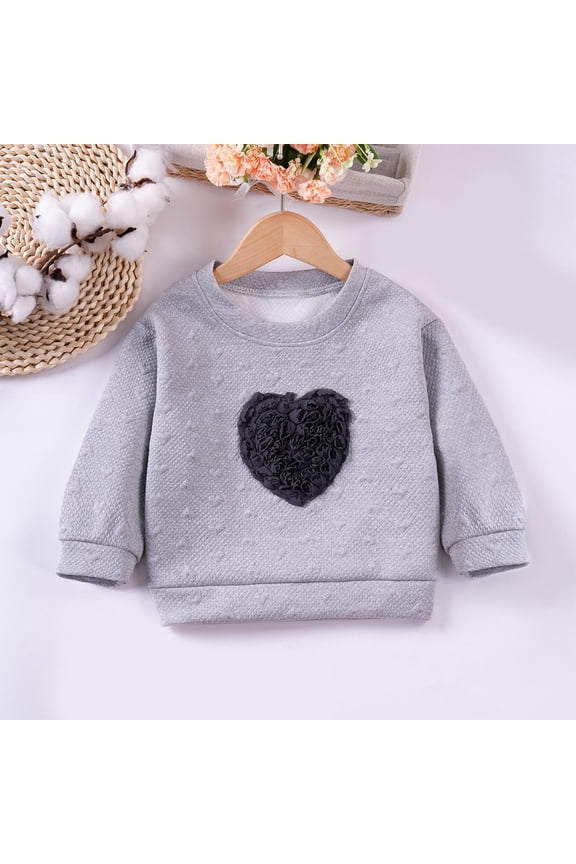 Little Girls Sweatshirts Cotton Long Sleeve Crewneck Pullover Toddler Kids Winter Warm Shirt Sweater Tops