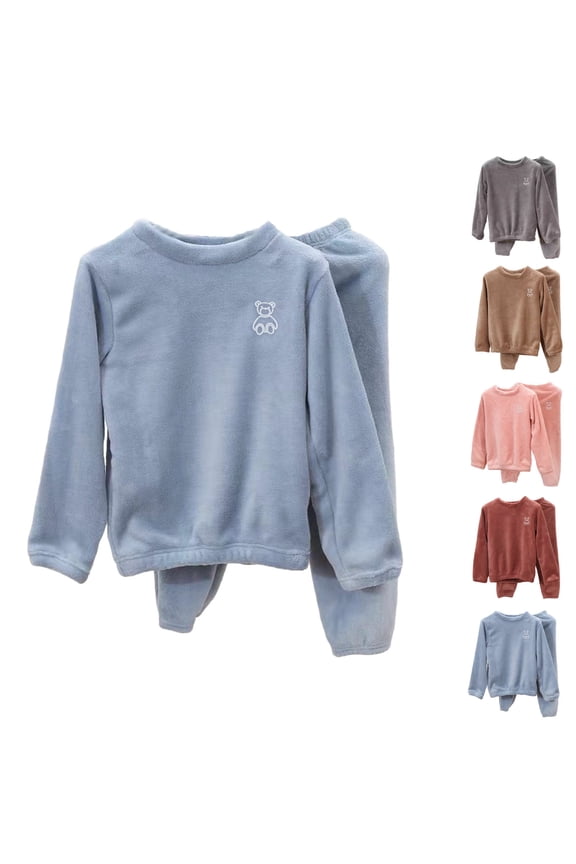 Lounge Sets for Boys Girls Fuzzy Two Piece Outfits Fleece Winter Warm Pajamas Sets Fluffy Plush Top Fleece Pants Sleepwear