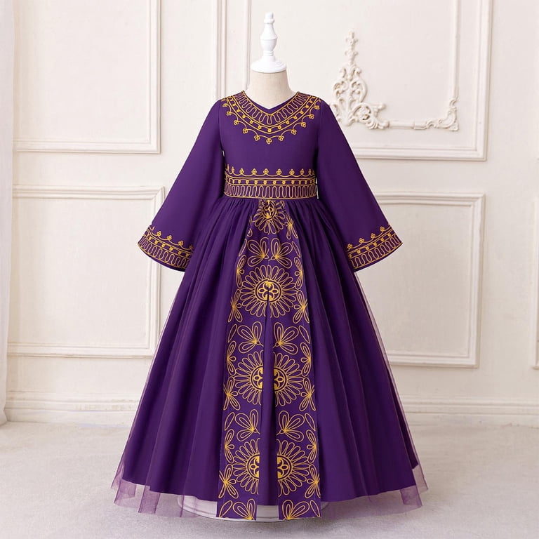 green emerald velvet dress Luxury Embroidered Lace Stain Flower Princess Girl Dress Pink J255, Pink / Child-3