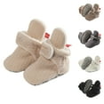 thumbnail image 1 of Cowsor Newborn Baby Boy Girl Soft Fleece Booties Stay On Infant Slippers Socks Shoe Non Skid Gripper Toddler First Walkers Winter Ankle Crib Shoes, 1 of 4