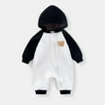 thumbnail image 1 of Cowsor Newborn Baby Clothes Color Block Long Sleeve Hooded Romper with Pocket Fall Winter One Piece Outfits, 1 of 3