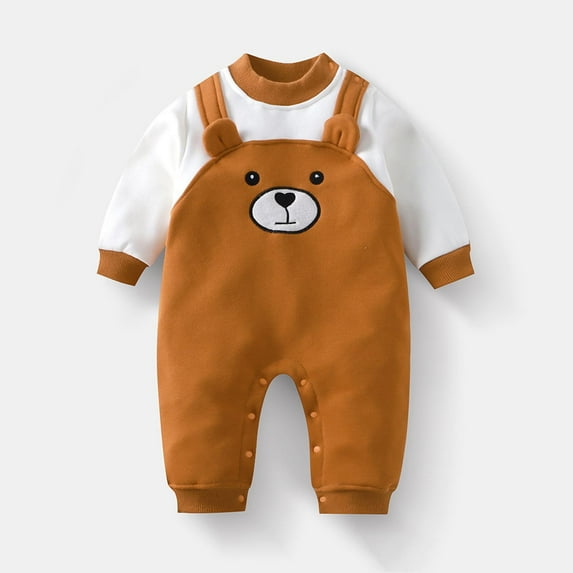 Cowsor Newborn Baby Clothes Color Block Long Sleeve Romper with Pocket Fall Winter One Piece Outfits