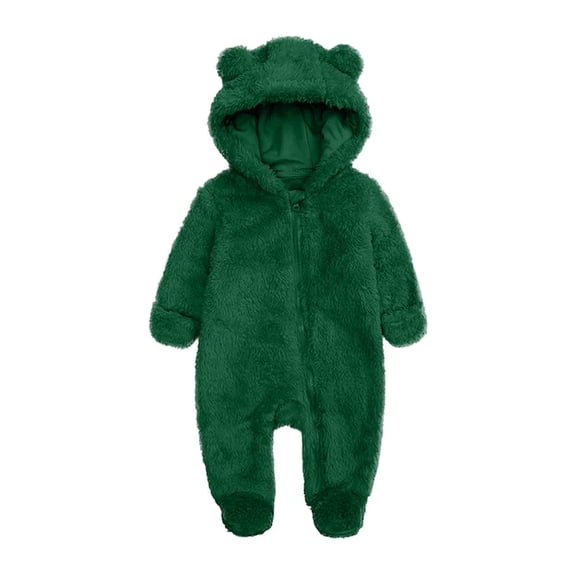 Cowsor Newborn Baby Jumpsuit Hooded Fleece Rompers Long Sleeve Onesies Outwear Outfits