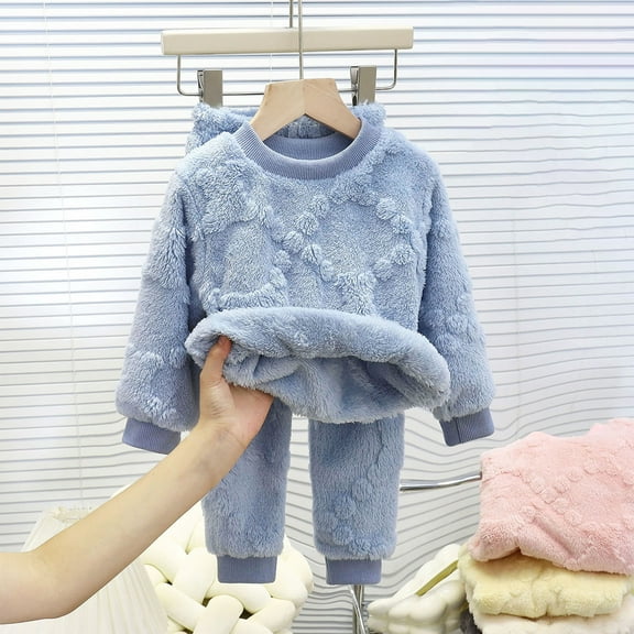 Cowsor Newborn Girl Clothes Baby Boys Sweatsuit Hooded Fleece Pullover and Pants Outfits Set Winter Loungewear 2 Piece