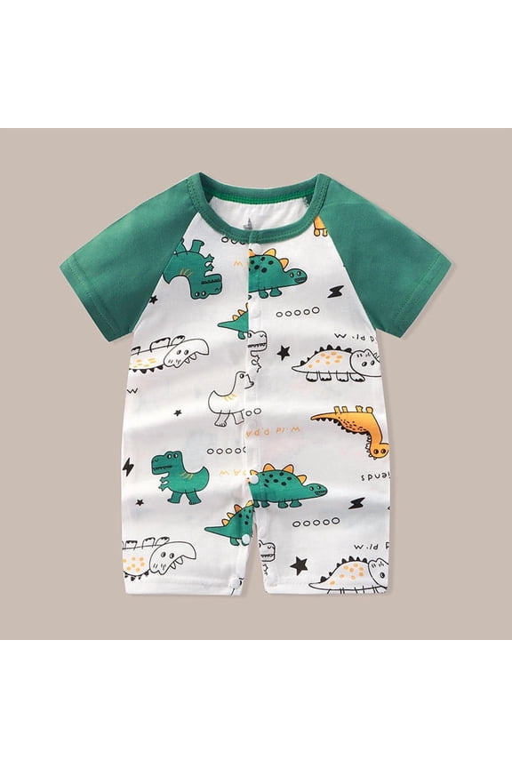 Newborn Short Sleeve Snap Button Bodysuit Lightweight Summer Romper for Daily Wear