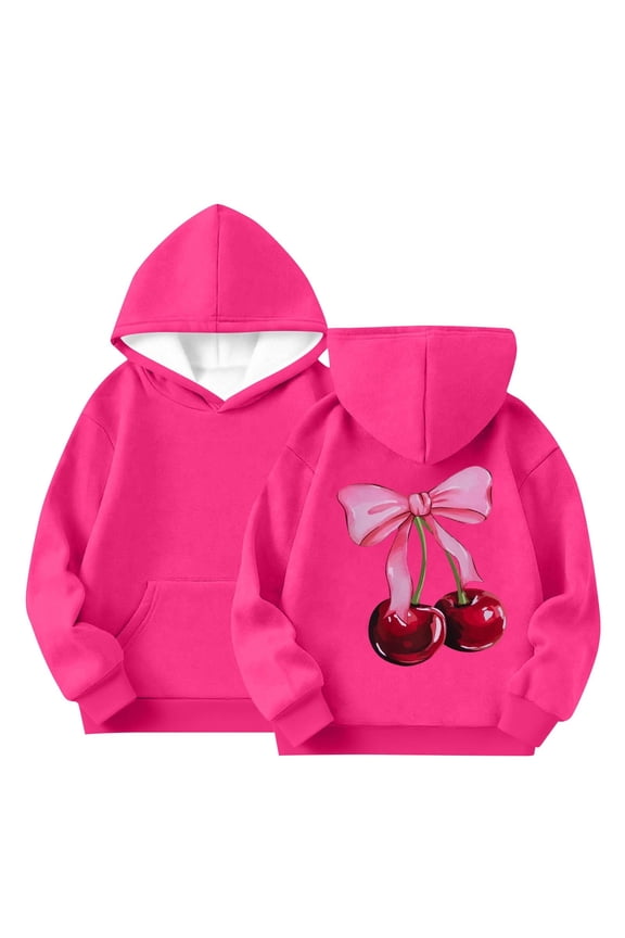 Pullover Sweatshirts for Women Cute Print Hoodie Casual Fuzzy Top