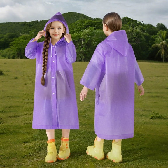 Cowsor Rain Ponchos Raincoats for Boys Girls Reusable Rain Poncho with Hood and Sleeves Outdoor Waterproof Rain Coats Jacket