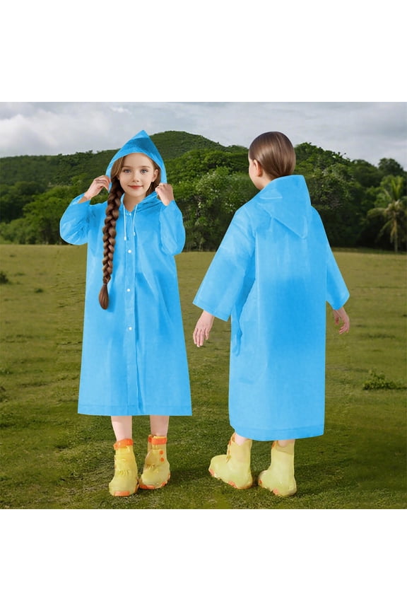 Rain Ponchos Raincoats for Boys Girls Reusable Rain Poncho with Hood and Sleeves Outdoor Waterproof Rain Coats Jacket