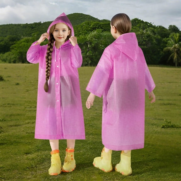 Cowsor Rain Ponchos Raincoats for Boys Girls Reusable Rain Poncho with Hood and Sleeves Outdoor Waterproof Rain Coats Jacket