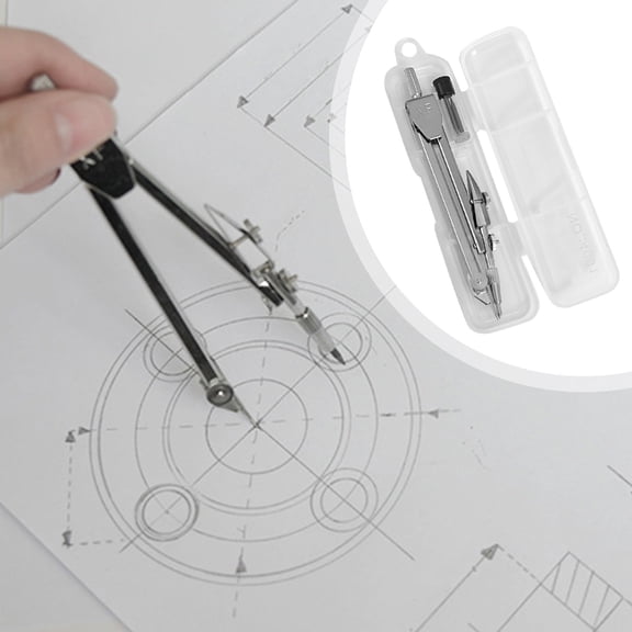 Cowsor Stainless Steel Drafting Compass Precision Metal Circle Drawing Tool with Storage Case Replacement Lead Refills for Technical Sketching Drafting Architecture Office Stationery Creation