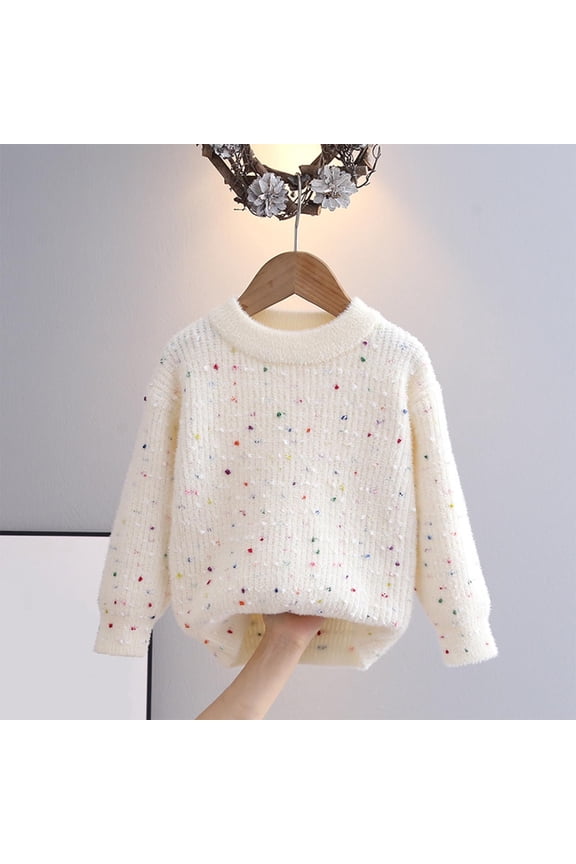 Sweaters for Children Vintage Knitted Sweater Round Neck Long Sleeve Sweaters Pullover Grassland Cow Sweater Pullover