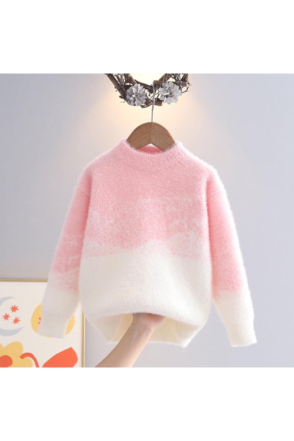 Sweaters for Children Vintage Knitted Sweater Round Neck Long Sleeve Sweaters Pullover Grassland Cow Sweater Pullover
