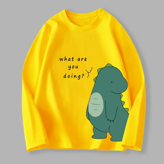 Cowsor T Shirts for Kids Casual Loose Graphic 2D Print Tee Comfort Crewneck Long Sleeve Blouses Trendy Shirts Fashion Tunic