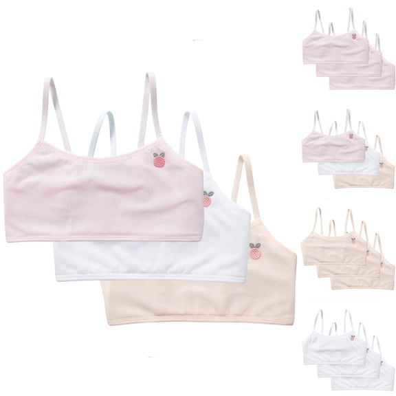 Cowsor Teen Girls 3 Pack Seamless Training Bra One Size Comfortable Wireless Bralette for 8-14 Years Old