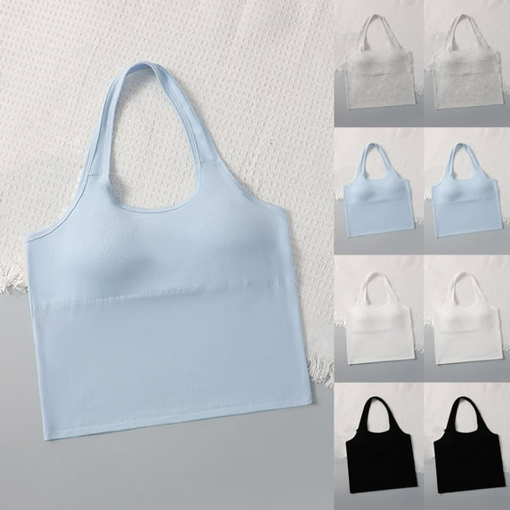Cowsor Teen Girls Solid Color Halter Camisole with Removable Pads Cotton Comfortable Undershirt Innerwear for 13-18 Years Old Daily Life