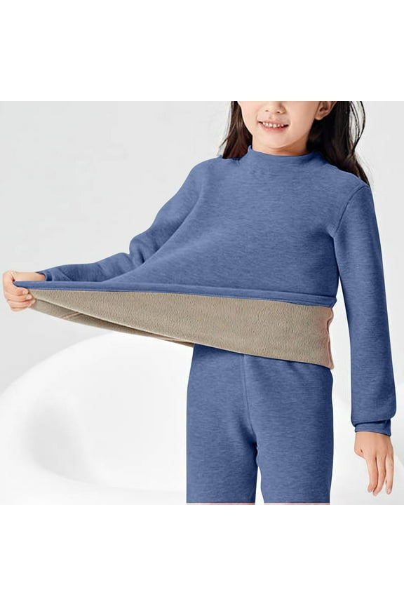 Thermal Underwear Sets for Girls Fleece Lined Top & Bottom Long Johns Warm Winter Two Piece Outfits