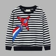 thumbnail image 1 of Cowsor Toddler Baby Boy Embroidered Graphic Long Sleeve T-Shirt Excavator Tops Kids Striped Tees, 1 of 4