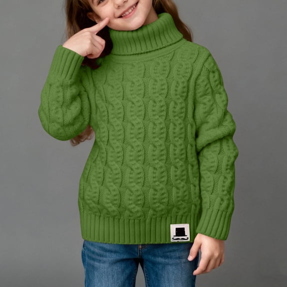 Cowsor Toddler Baby Boys Girls Knit Sweaters Cable Turtleneck High Collar Fall Winter Soft Warm Sweater Pullover Tops