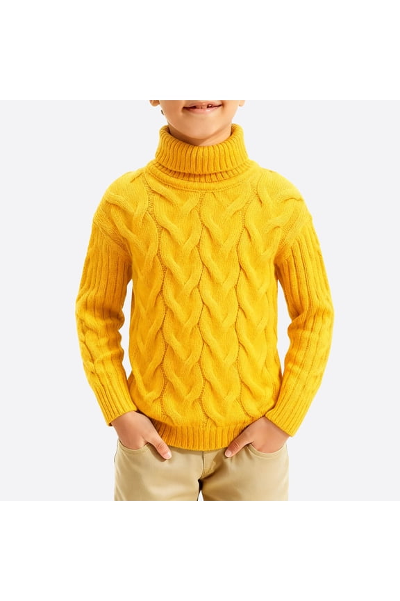 Toddler Baby Boys Girls Knit Sweaters Cable Turtleneck High Collar Fall Winter Soft Warm Sweater Pullover Tops