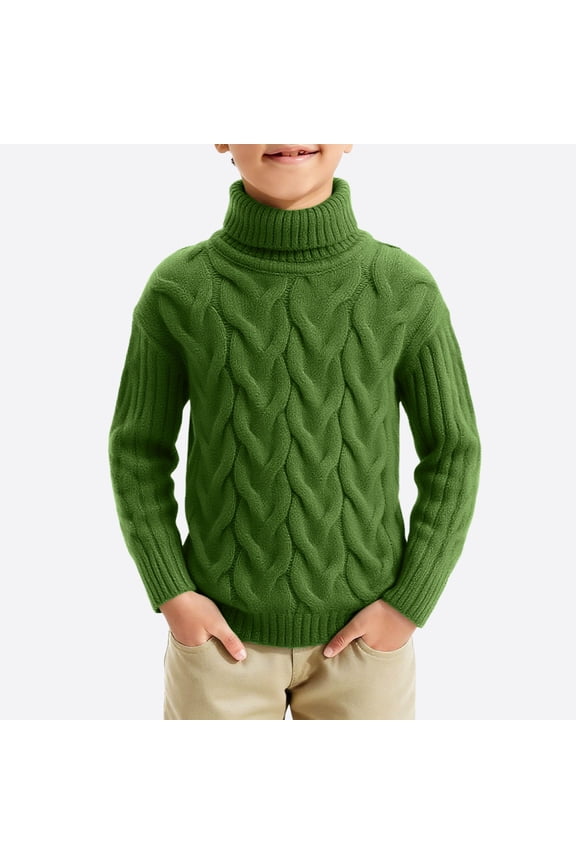Toddler Baby Boys Girls Knit Sweaters Cable Turtleneck High Collar Fall Winter Soft Warm Sweater Pullover Tops