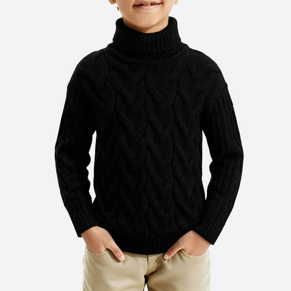 Cowsor Toddler Baby Boys Girls Knit Sweaters Cable Turtleneck High Collar Fall Winter Soft Warm Sweater Pullover Tops