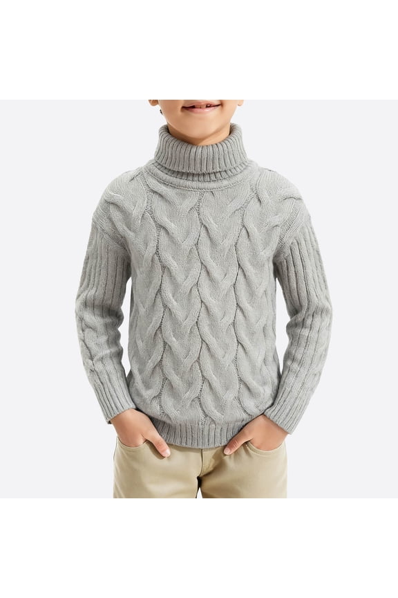 Toddler Baby Boys Girls Knit Sweaters Cable Turtleneck High Collar Fall Winter Soft Warm Sweater Pullover Tops
