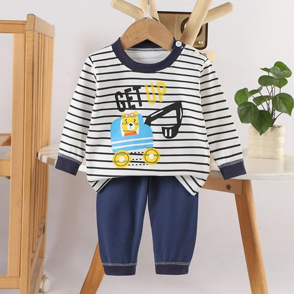 Cowsor Toddler Baby Boys Girls Thanksgiving Outfit Cartoon Patterns Long Sleeve Crewneck Sweatshirts Pants Infant Fall Winter Outfits