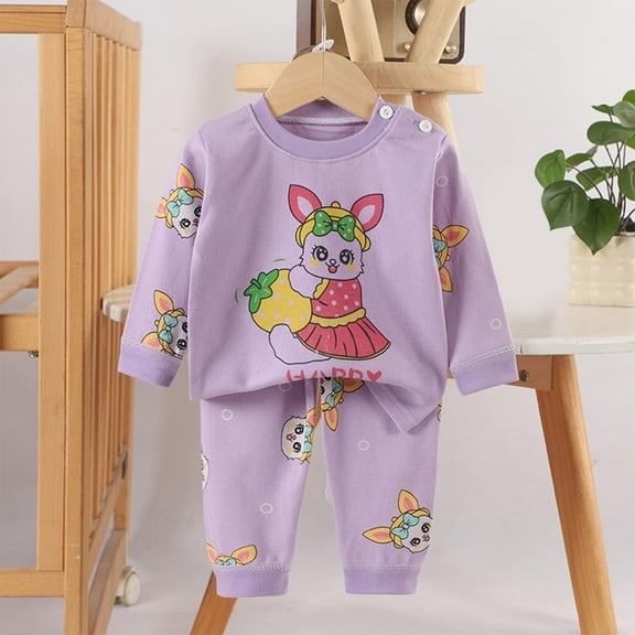 Cowsor Toddler Baby Boys Girls Thanksgiving Outfit Cartoon Patterns Long Sleeve Crewneck Sweatshirts Pants Infant Fall Winter Outfits