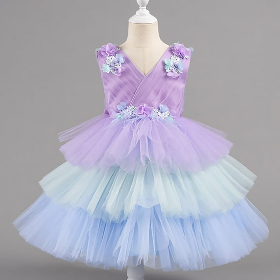Cowsor Toddler Baby Girl Butterfly Tutu Dress Bowknot Princess Flower Girl Wedding Pageant Birthday Party Dresses