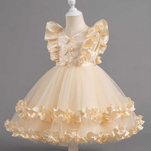 Cowsor Toddler Baby Girl Butterfly Tutu Dress Bowknot Princess Flower Girl Wedding Pageant Birthday Party Dresses
