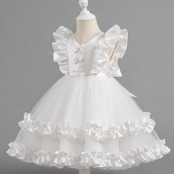 Cowsor Toddler Baby Girl Butterfly Tutu Dress Bowknot Princess Flower Girl Wedding Pageant Birthday Party Dresses