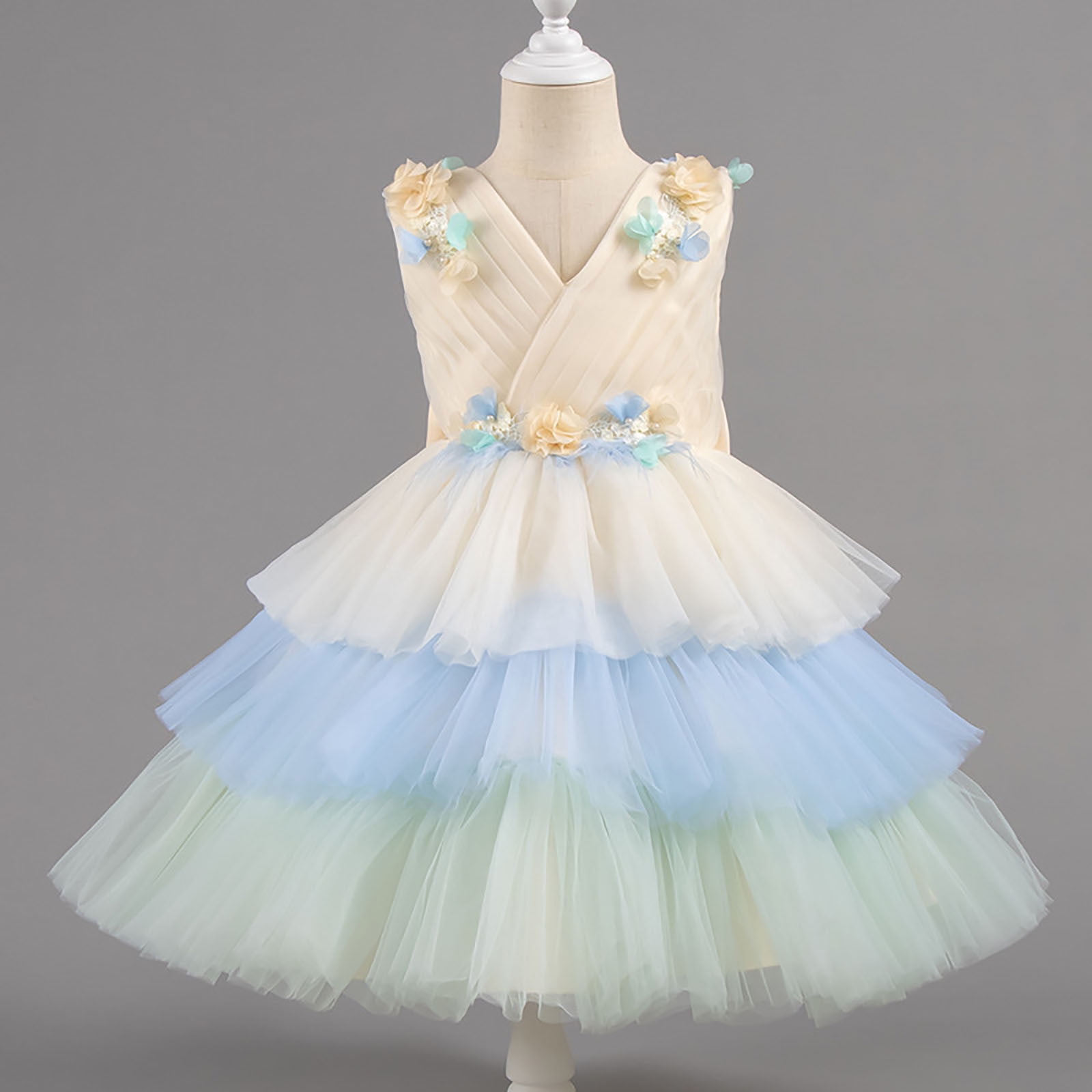 Cowsor Toddler Baby Girl Butterfly Tutu Dress Bowknot Princess Flower Girl  Wedding Pageant Birthday Party Dresses, image size:1600x1600