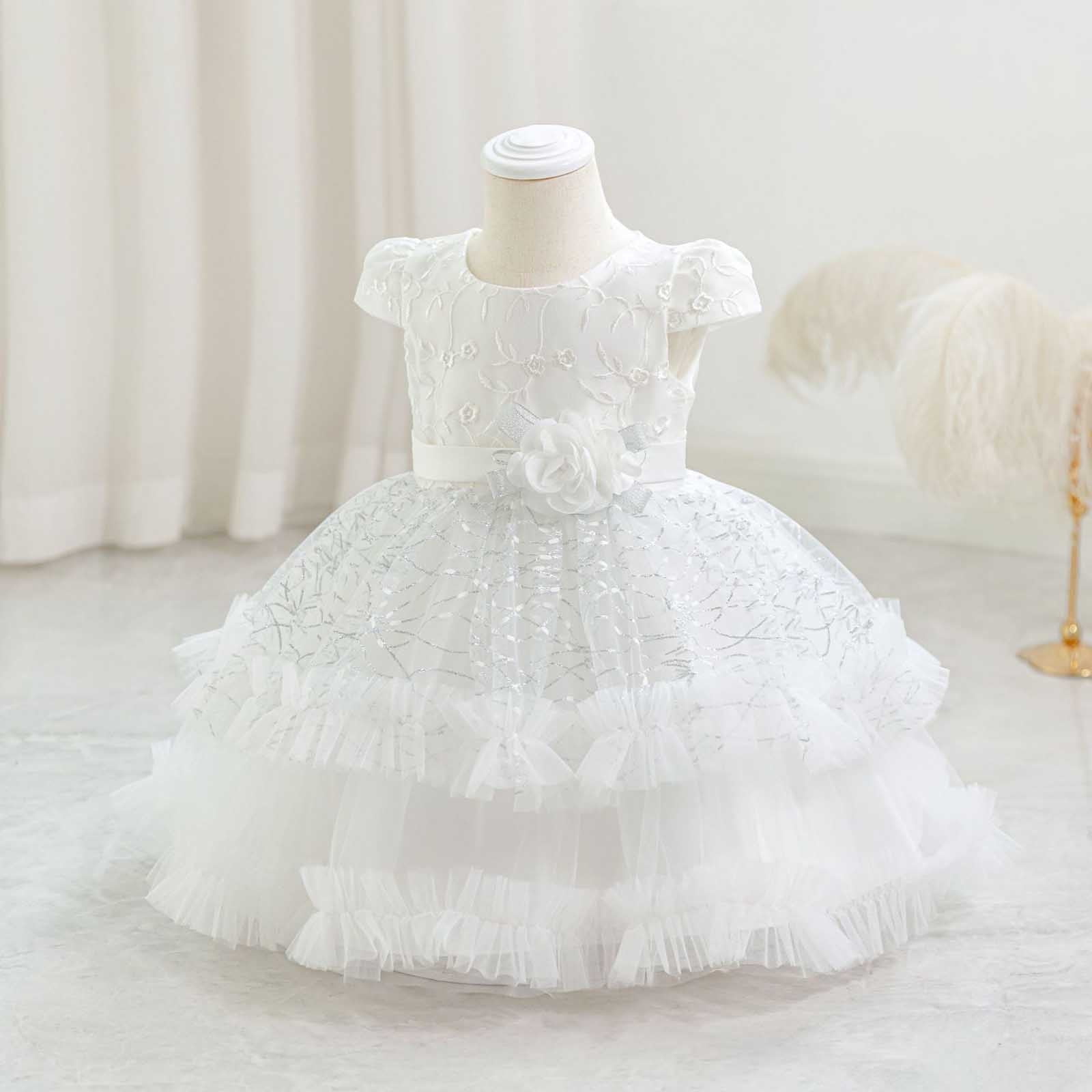 Toddler Girl Fancy Dress IDOPIP Toddler Baby Flower Girls Sequin Bowknot Tutu Dress Princess Pageant Wedding Birthday Party Backless Ruffle Tulle Gown 692601 Toddler Tea Party Dress - Foto 4