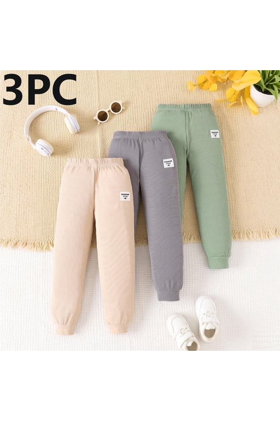 Toddler Boys Girls 3Pack Sweatpants Joggers Kids Full Length Casual Loose Fit Solid Pants Loose Fit Hiking Trousers