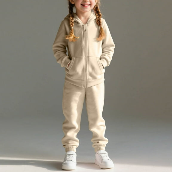 Cowsor Toddler Boys Girls Pants Set - 2 Piece Soft Fleece Zip Up Hoodie and Jogger Sweatpants for Girls Boys
