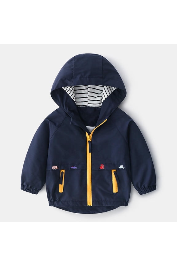 Toddler Boys Girls Windbreaker Casual Outerwear Kids Lightweight Zip Hooded Jacket Baby Cute Dust Coat