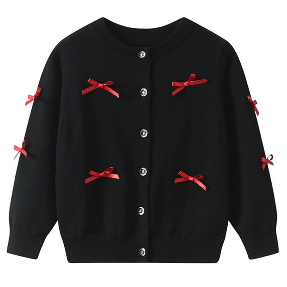 Cowsor Toddler Girls Cardigan Sweater Button Knit Sweater Kids Bowknot