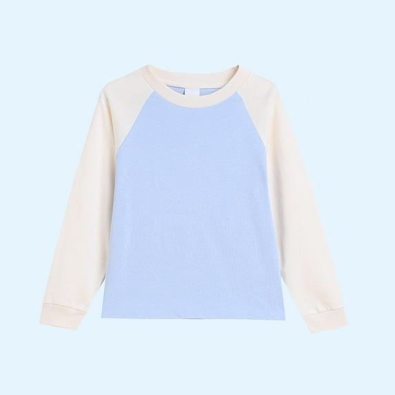 Cowsor Toddler Girls Color Block Shirts Long Sleeve T-Shirts Cotton Basic Tees Fall Tshirts Tops