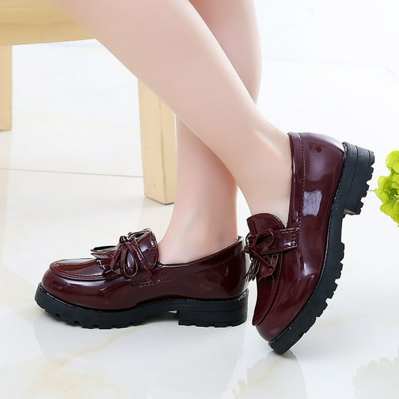 Cowsor Toddler Girls Dress Shoes Loafers School Uniform Mary Jane Flats Thick Non-Slip Sole Casual Shoe
