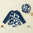 thumbnail image 1 of Cowsor Toddler Girls Two Piece Swimsuit Set Adorable Print Half Placket Bathing Suit with Swim Cap Quick Dry for Summer Vacation Beach Activities, 1 of 7