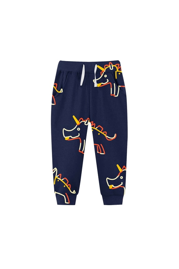 Toddler Kids Cotton Active Jogger Pants,Kids Cartoon Sweatpants Casual Lounging Bottoms