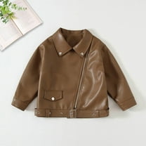 Cowsor Toddler Motorcycle Leather Jacket - A Piece of Zipper Black Coat Jacket - Cool Kids Outwear Tops for Kids
